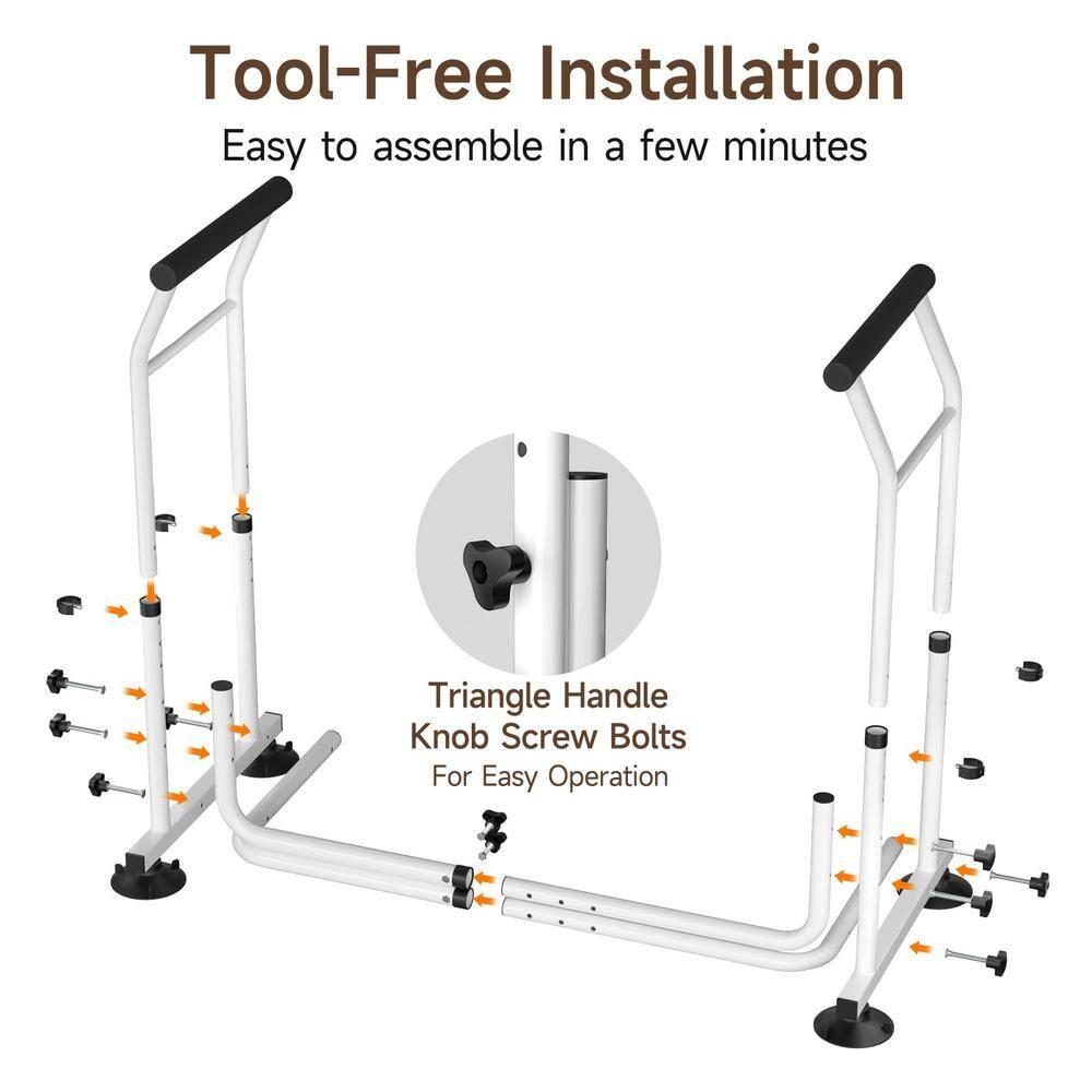 Toilet Safety Rails for Seniors, WAYES Toilet Safety Frame with Arms for Elderly, Handicap, Disabled, Adjustable Width and Height Fit for Most Toilets, 350lbs