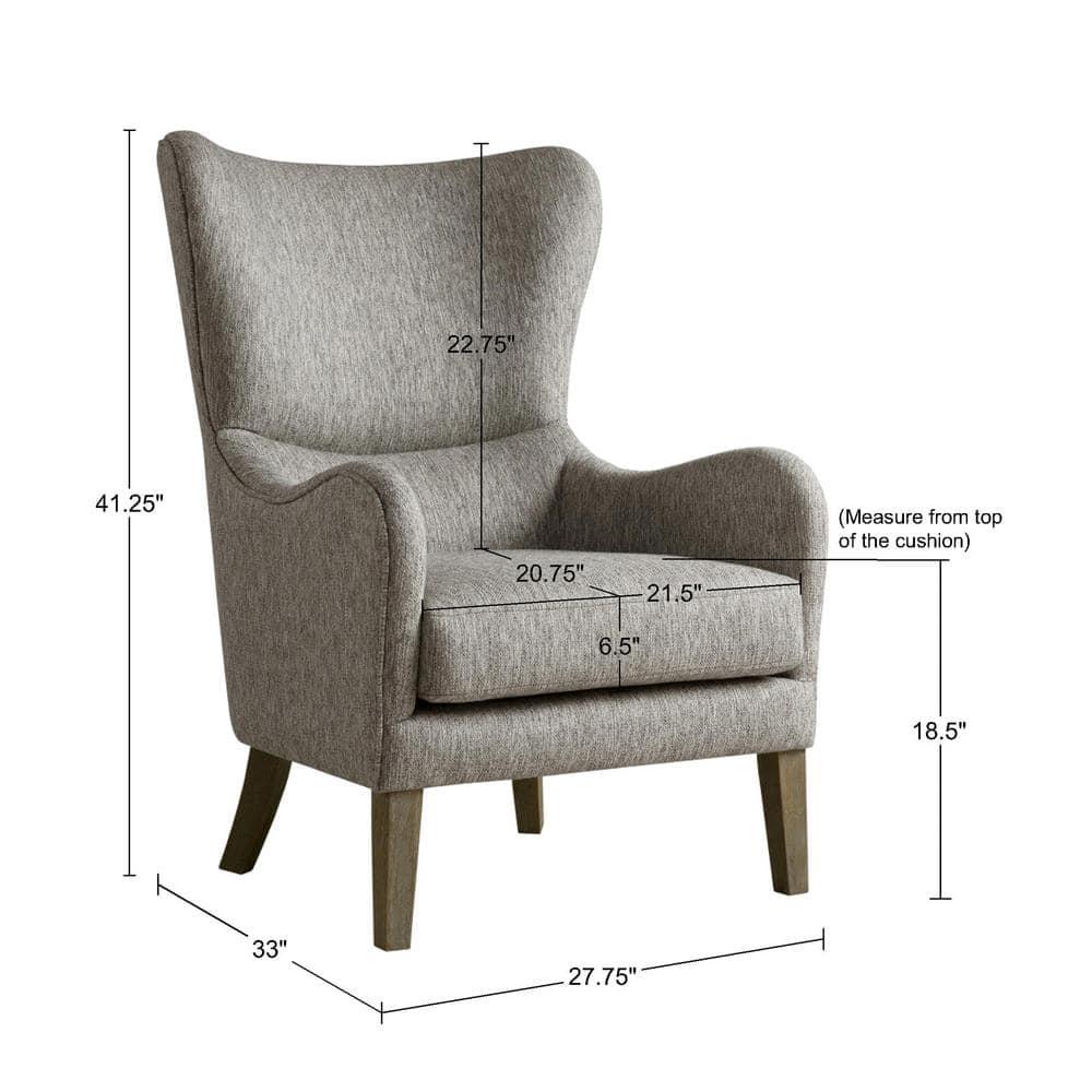 Aria Swoop Upholstered Wing Chair Gray - Madison Park: Comfortable Armchair, Polyester Fabric
