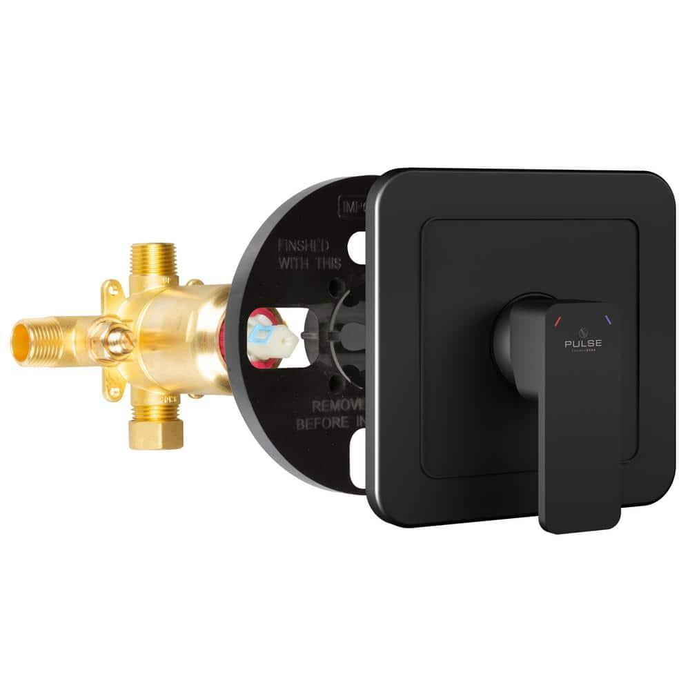 Tru-Temp 1-Handle Pressure Balanced 1/2 in. Rough-In Valve Trim Kit in Matte Black (Valve Included)