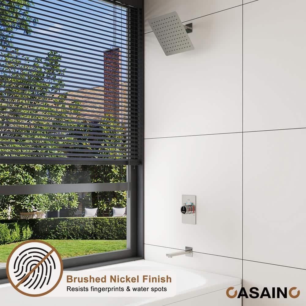 10 Inch Rainfall Shower System with Tilt Shower Head and Tub Spout with Rough in-Valve