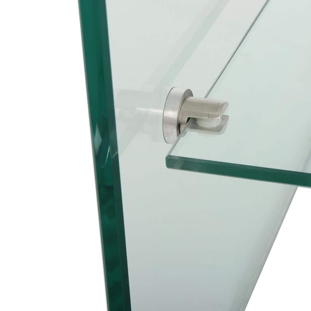 Sleek Mirage 39.4" Clear Tempered Glass Rectangular Coffee Table with Shelf