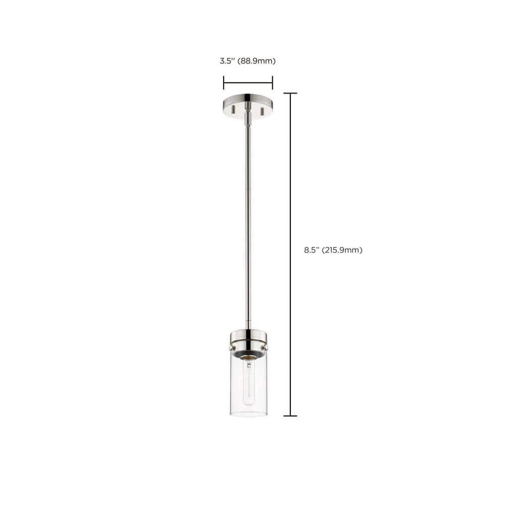 Nuvo Lighting Intersection 1 Light Mini Pendant Polished Nickel with Clear Glass - Polished Nickel