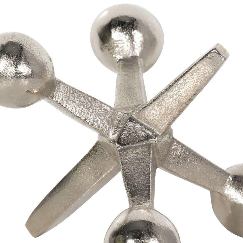Sagebrook Home Creative Metal Jacks Sculpture for Room, Bedroom or Office Decor, Aluminum, Silver 7 L x 5 W x 5 H Inches
