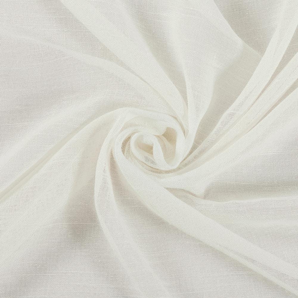 52"x84" Archaeo Light Filtering Slub Textured Linen Blend Black Grommet Top Curtain Panel Ivory: Modern Indoor Curtain