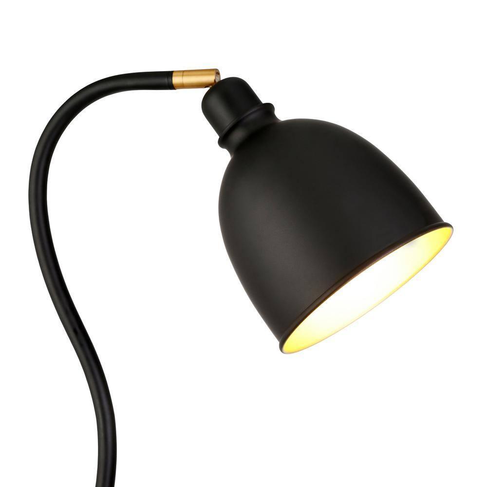 Evelyn&Zoe Vincent Adjustable/Arc Floor Lamp with Metal Shade in Blackened Bronze/Blackened Bronze