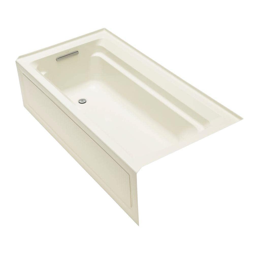 72" x 36" Acrylic Alcove Soaking Bathtub with Comfort Depth