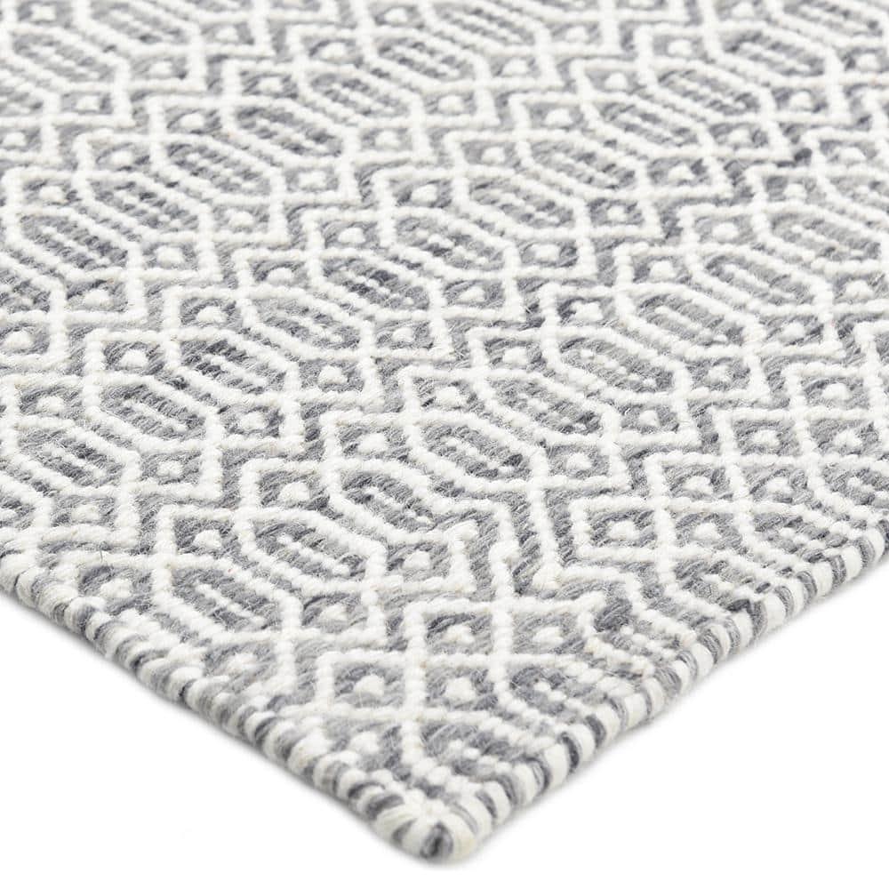 Slate Geometric Flat Woven Wool 9' x 12' Area Rug