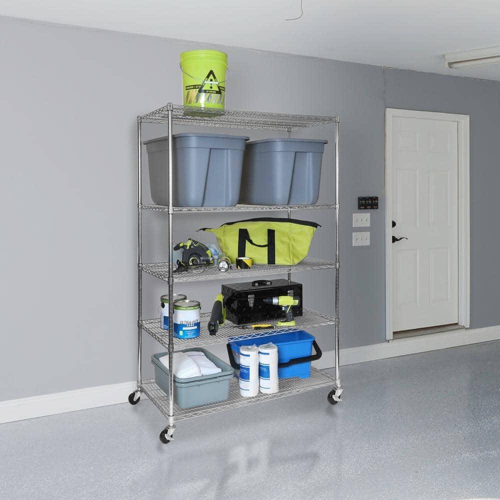 UltraDurable 24" D 5-Tier NSF-Certified Steel Shelving with Wheels