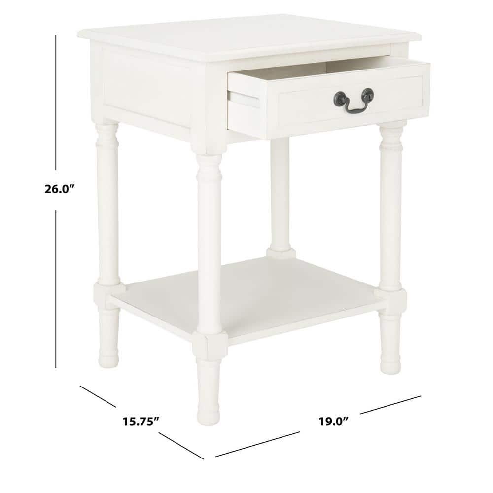 Whitney 1 Drawer Accent Table - Distressed White - Safavieh.