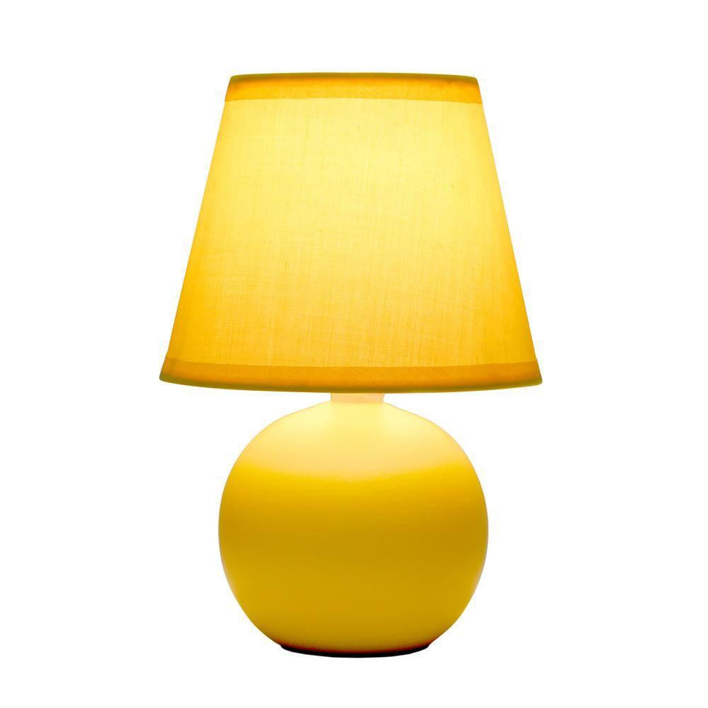 Simple Designs 8.66" Compact Ceramic Globe Table Lamp with Stylish Shade (Includes LED Light Bulb) Yellow