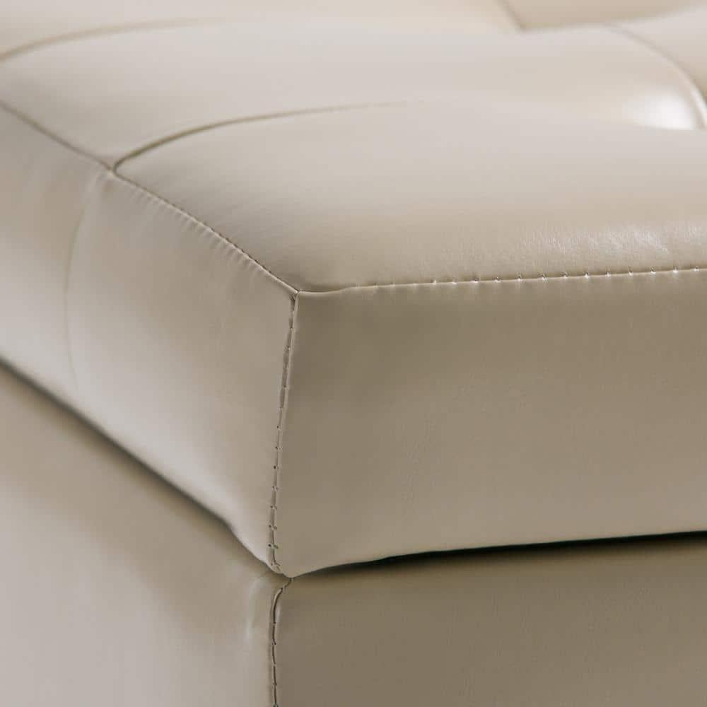 Simpli Home Cosmopolitan 34"W Upholstered Storage Ottoman with Tufted Design and Large Interior Storage