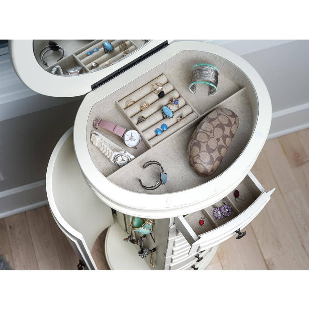 Sabrina White Jewelry Armoire with 7 Drawers