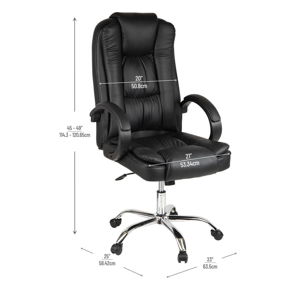 Mind Reader Executive Office Chair with Headrest, Height Adjustable, Desk Chair, Office, 23"L x 25"W x 45-49"H