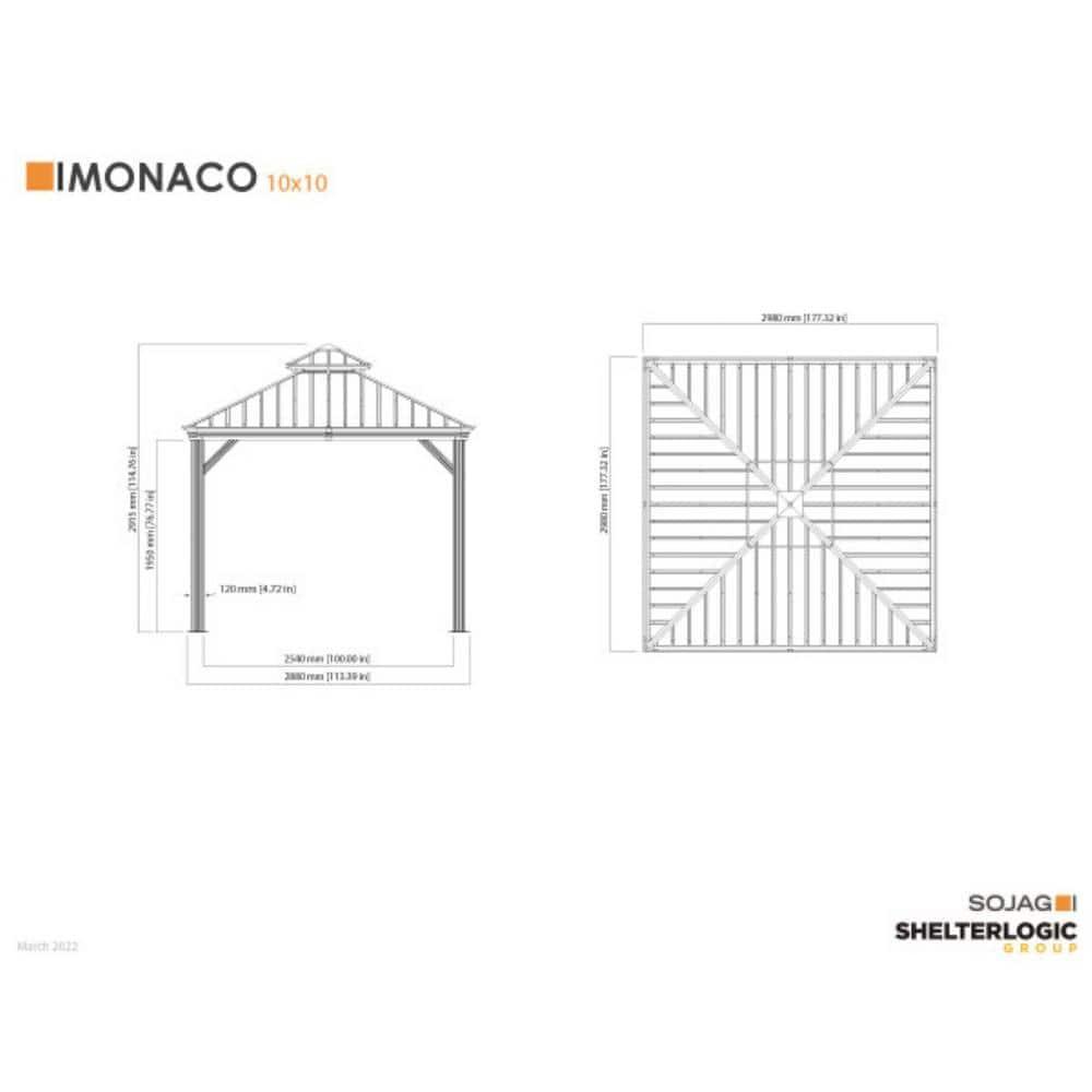 Sojag Sojag Monaco Champagne 10 ft. x 10 ft. Gazebo