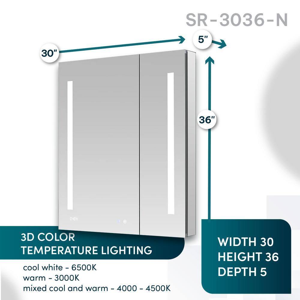 AQUADOM AQUADOM Signature Royale LED Medicine Cabinet with Defogger, Electrical Outlets, Digital Clock, Dimmer, Adjustable LED 3X Magnifying Mirror
