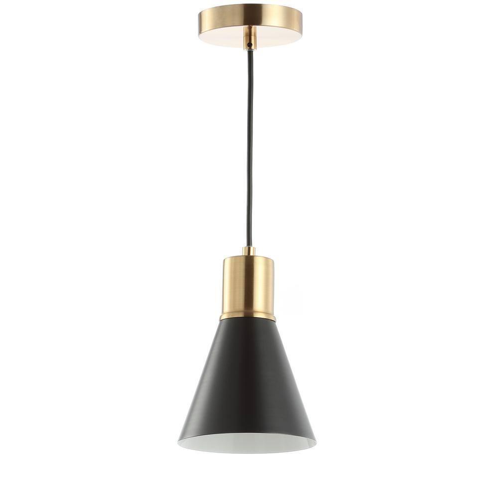 JONATHAN Y JYL6131A Apollo 6" Metal LED Pendant Contemporary Dimmable Adjustable Dining Room Living Room Kitchen Foyer Bedroom Hallway, Black/Brass Gold