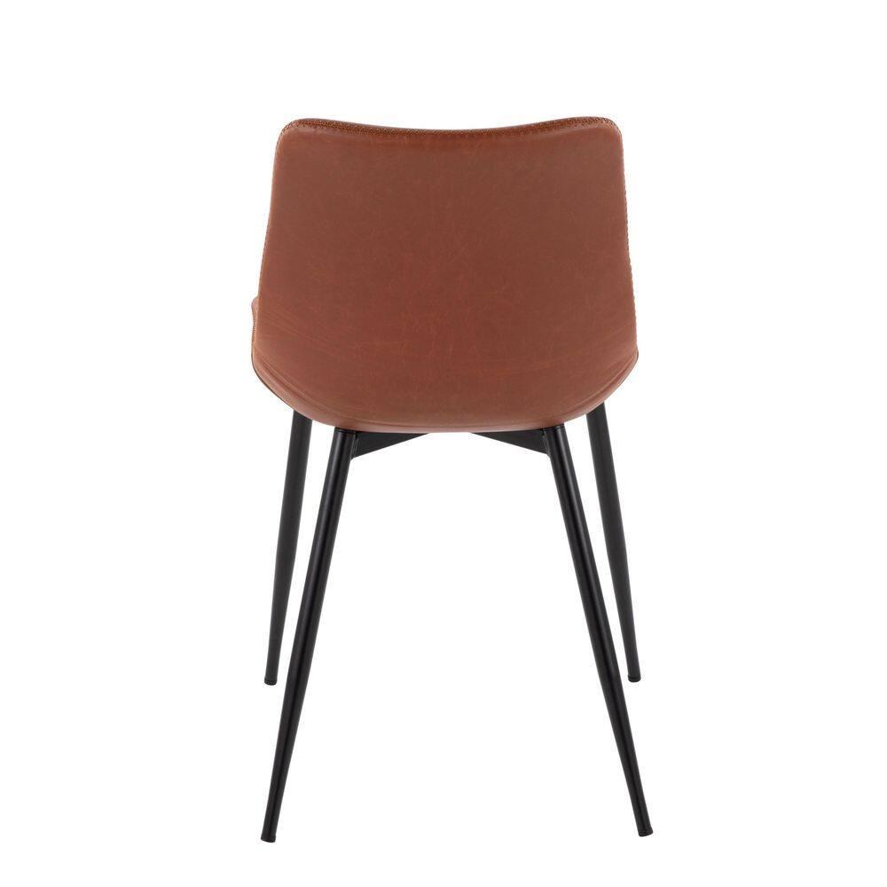 Set of 2 Durango Dining Chairs Black/Cognac: Vintage Faux Leather, Metal Legs - LumiSource