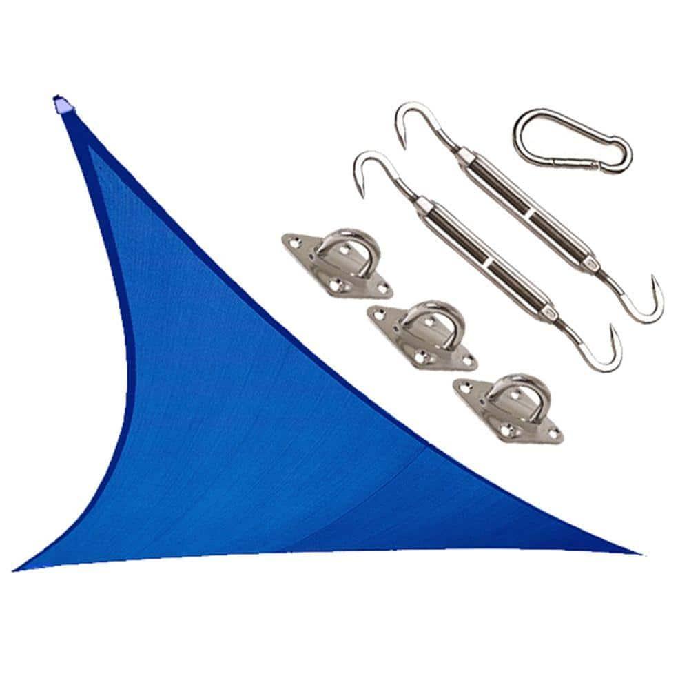 Coolaroo Coolhaven Outdoor Sun Shade Sail With Hardware Kit 95% UV Block Protection for Garden, Patio, Backyard, 12' Triangle, Sapphire