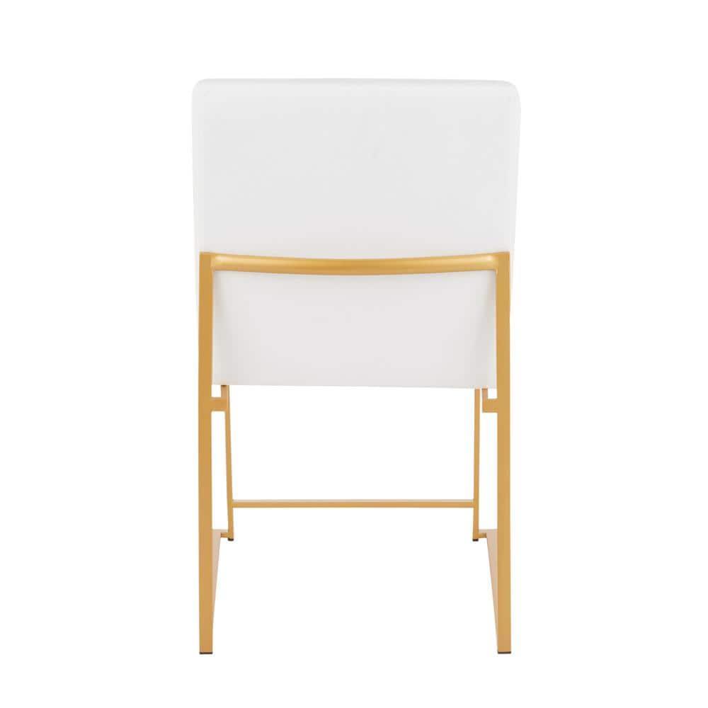 LumiSource Set of 2 High Back Fuji Contemporary Dining Chairs Gold/White Velvet : Chrome-Plated, Metal Legs, Velvet Upholstery