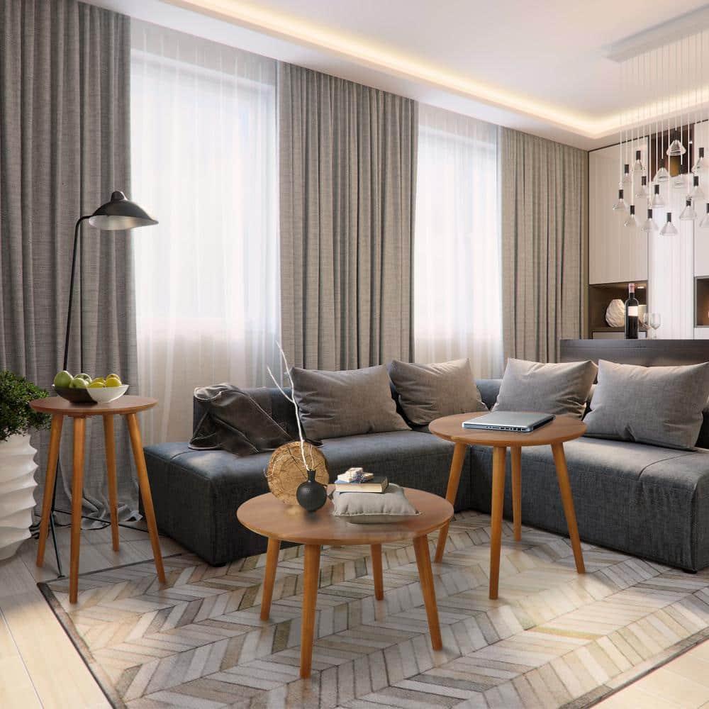 Mesa Natural Cherry Round Coffee Table with Maple Top and Storage