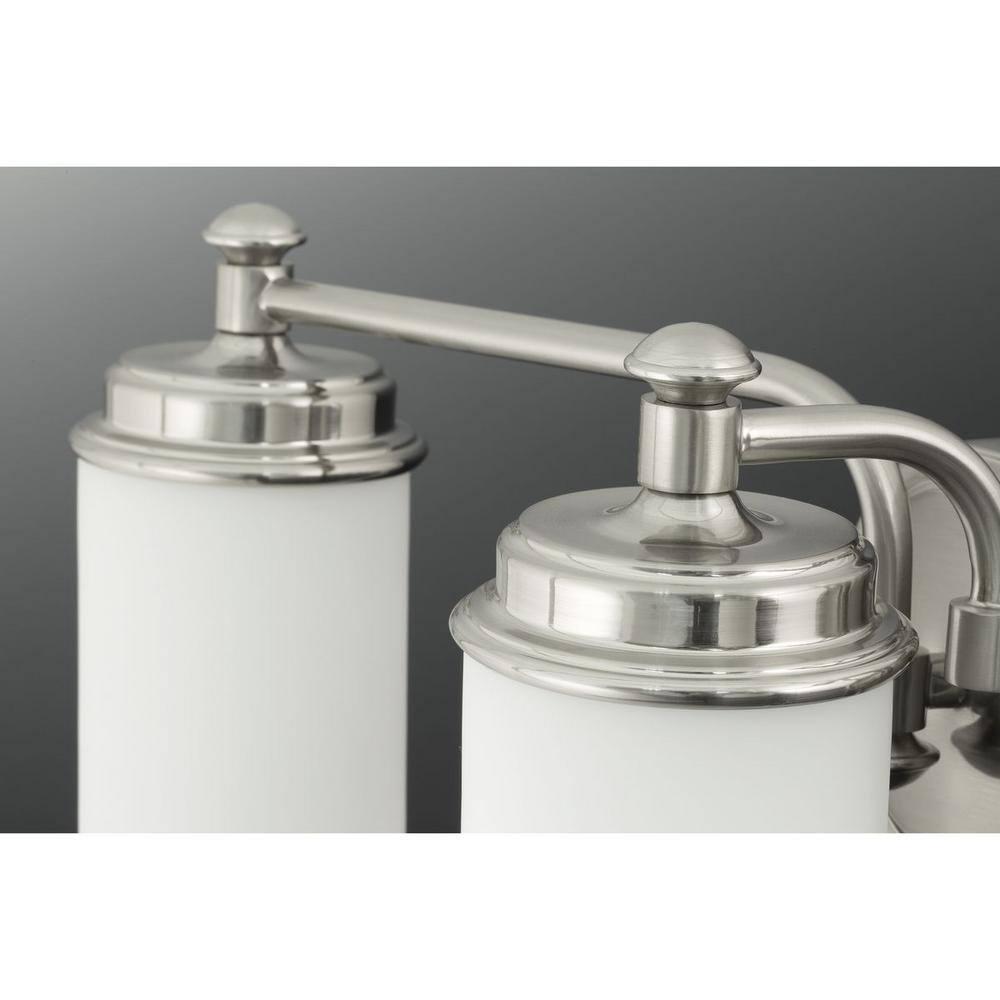 Progress Lighting Glide Collection 2-Light Bath Vanity in Brushed Nickel with Etched Opal Glass Shade