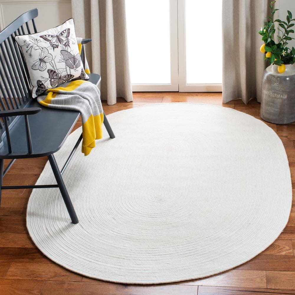 Braided BRD901 Hand Woven Indoor Area Rug - Ivory - 8'x10' Oval - Safavieh