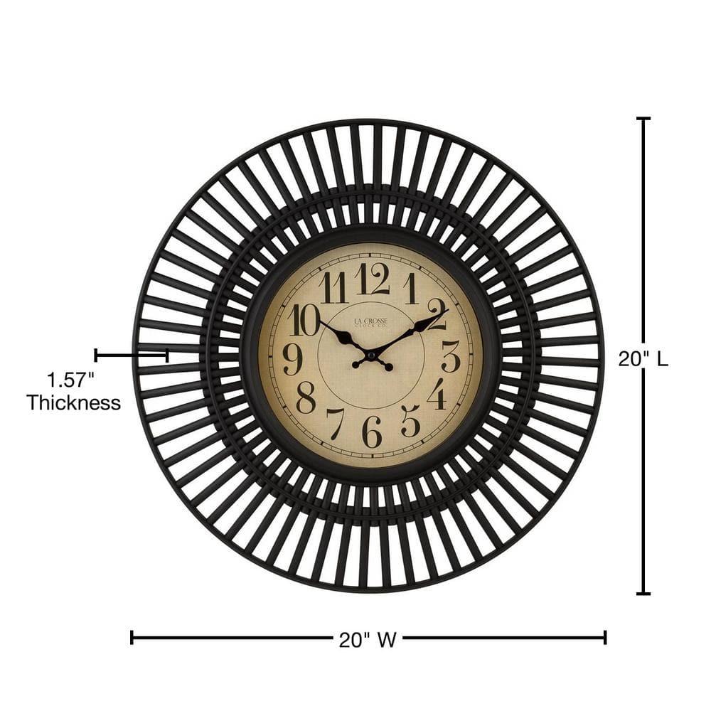 La Crosse Clock 20-inch Covington Contemporary Black Quartz Analog Wall Clock, 404-3051