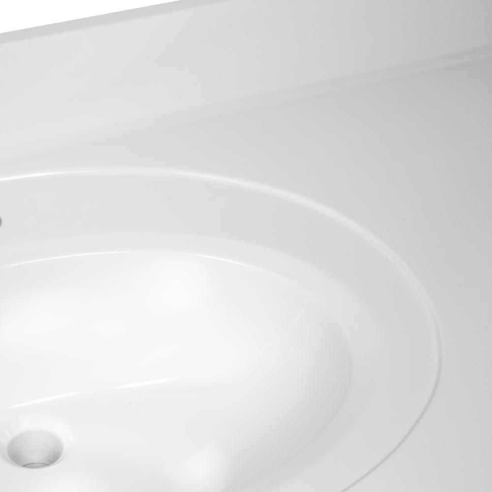 61 Inch Cultured Marble Vanity Top with Backsplash, Improved Package, White