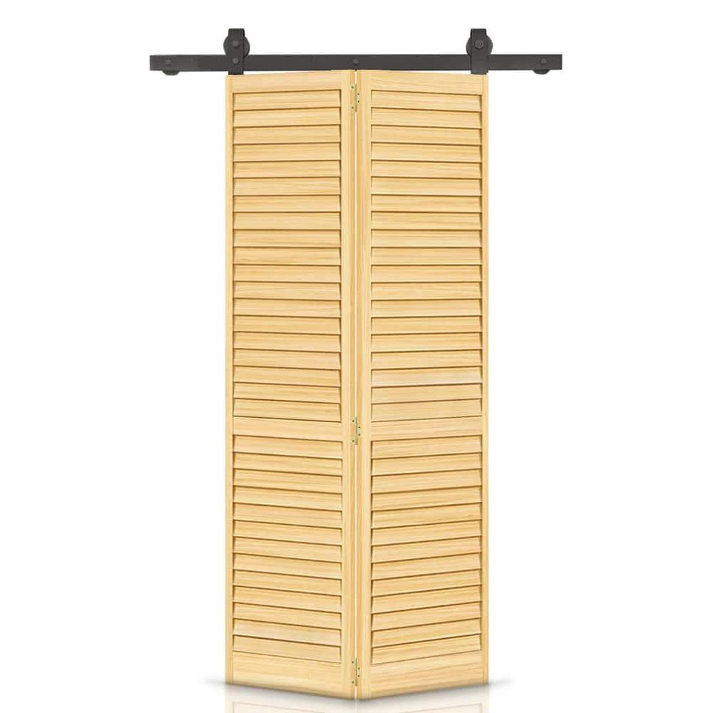 Calhome 80'' Solid Wood Louvered Bi-Fold Door