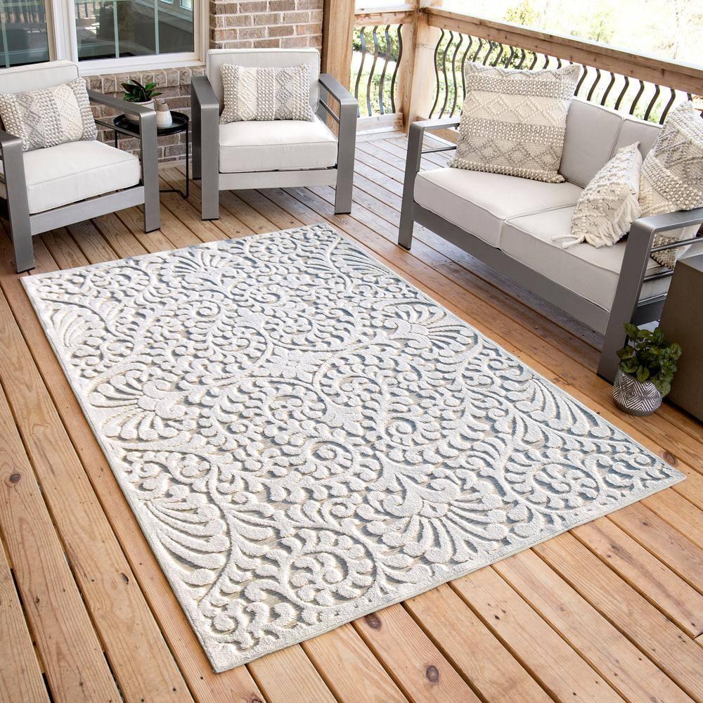 My Texas House Bluebonnets Natural Driftwood Indoor Outdoor Area Rug