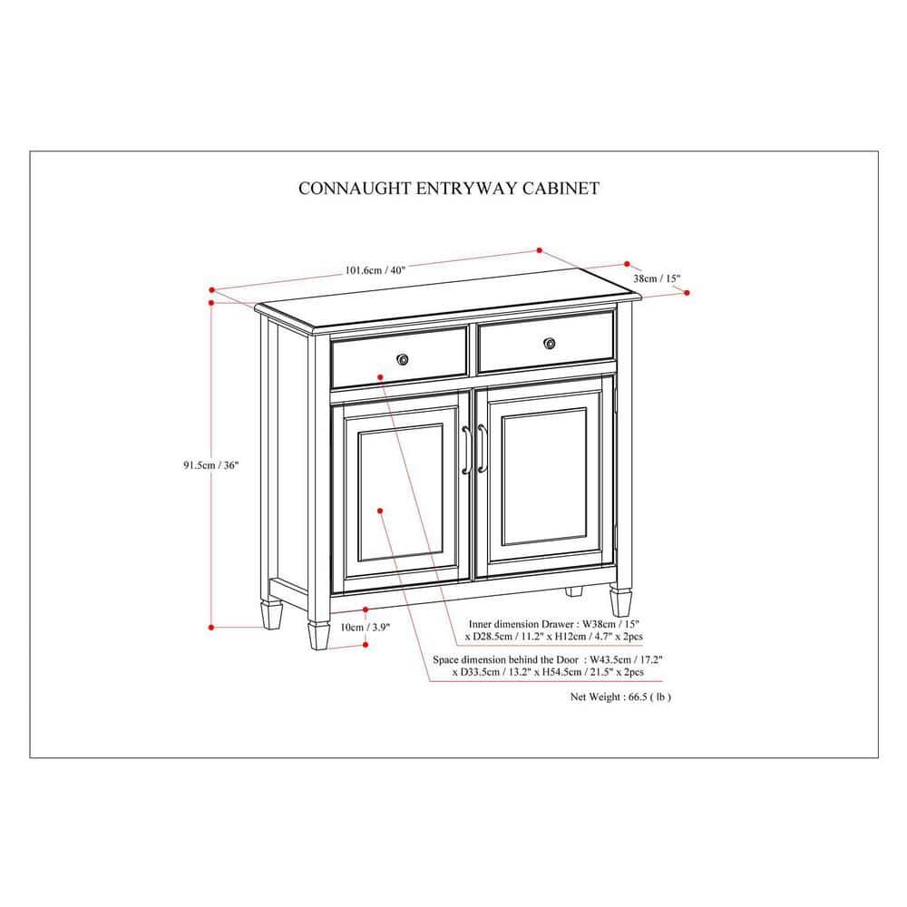 Simpli Home Connaught 40"W Solid Wood 2-Shelf Entryway Storage Cabinet with 2 Storage Drawers & Reviews | Wayfair
