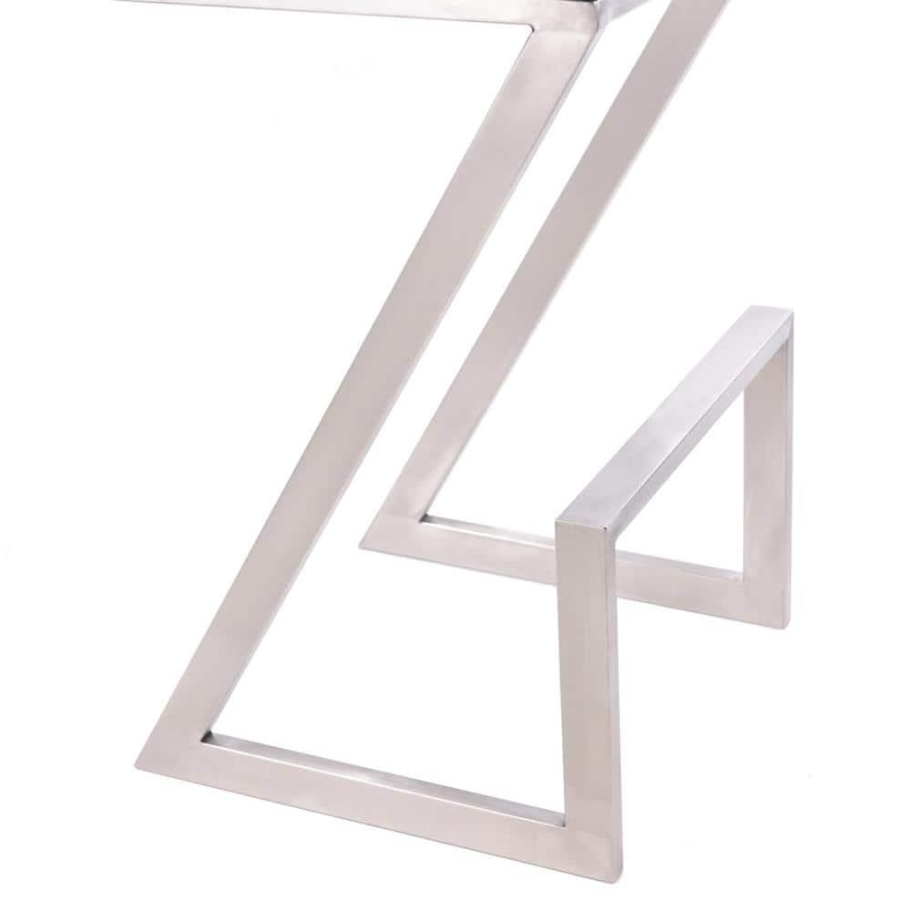 Armen Living Atlantis Backless Faux Leather and Brushed Stainless Steel Bar Stool