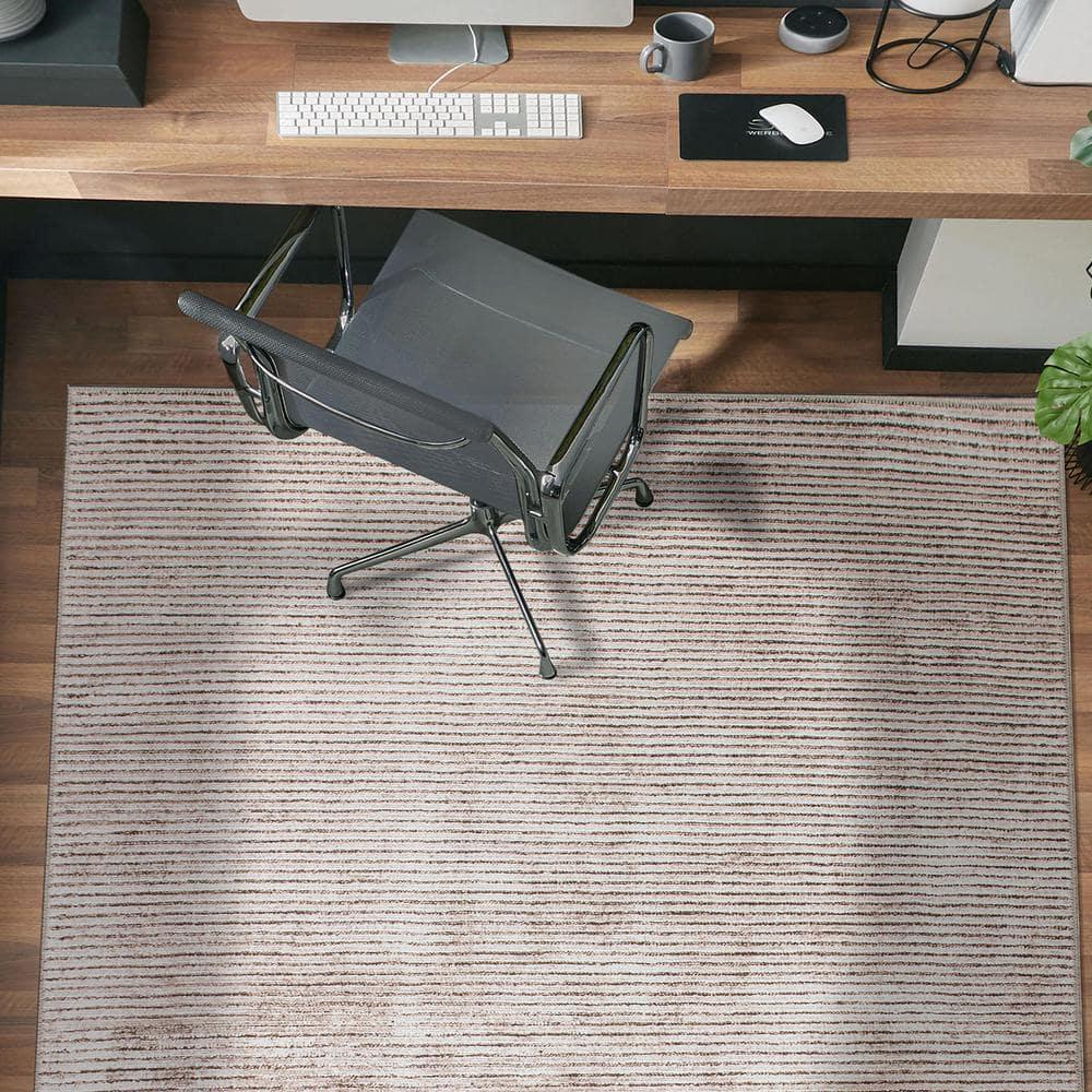 World Rug Gallery Contemporary Distressed Stripe Machine Washable 10'x14' Beige Area Rug