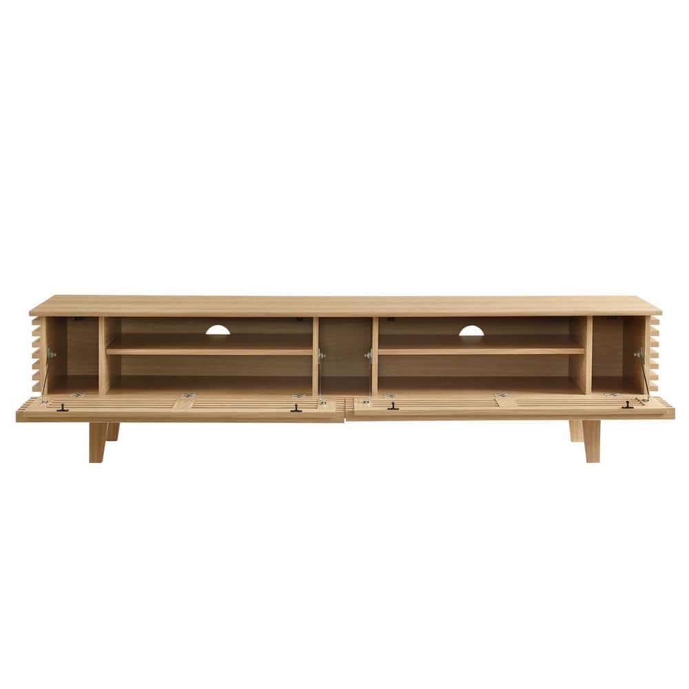 Render TV Stand for TVs up to 80" Brown - Modway: Mid-Century Modern, Adjustable Shelves, Cable Management
