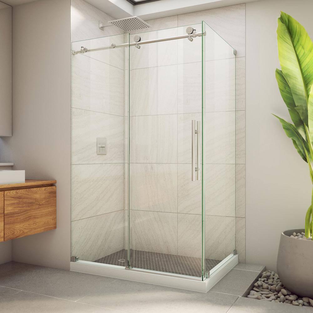 44.38" W x 34.5" D x 76" H FramelessRectangle Sliding Shower Enclosure