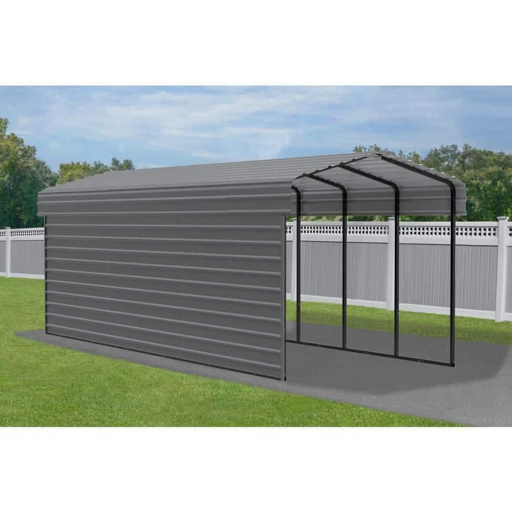 Arrow Arrow Steel Carport with 1 Side Wall Kit, 10x29x09