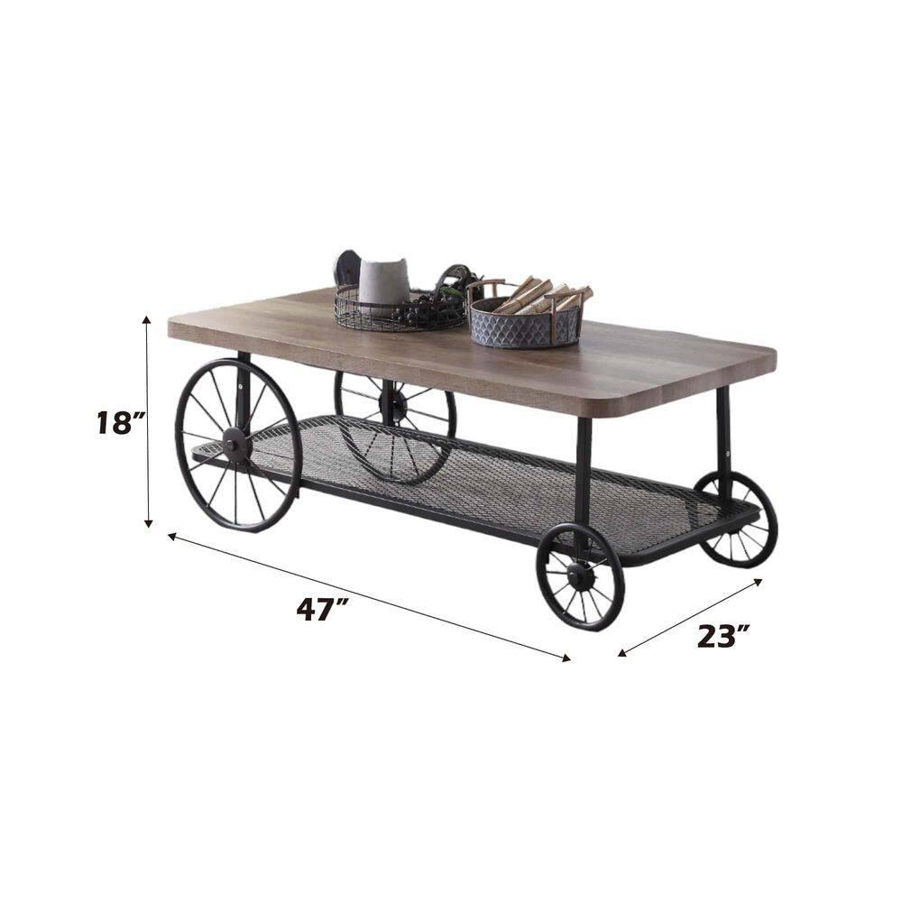 Modish Coffee Table Oak and Antique Gray - Saltoro Sherpi