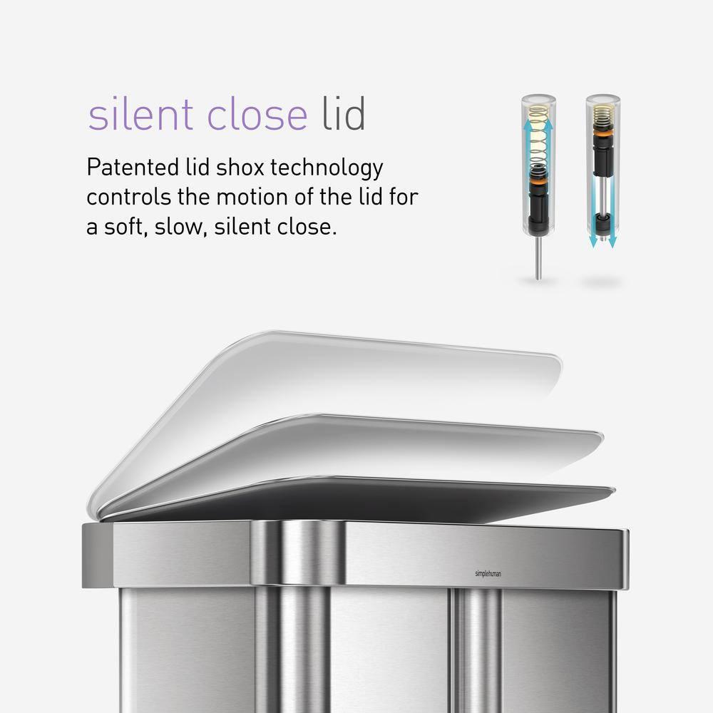 Simplehuman 58L / 15.3 Gallon Hands-Free Dual Compartment Recycling Kitchen Step Trash Can with Lid