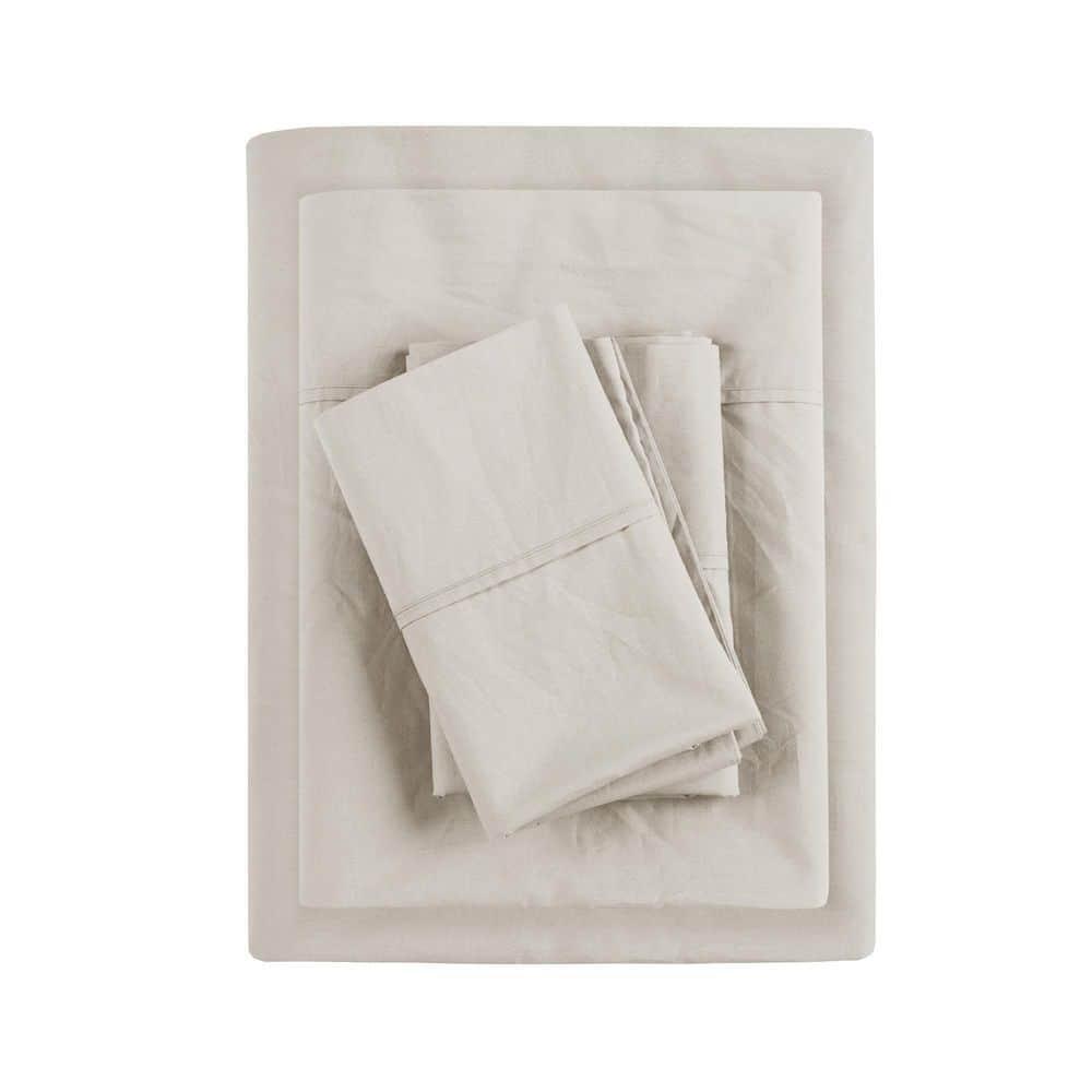Madison Park Peached Percale 200 Thread Count Relaxed Cotton Percale Sheet Set