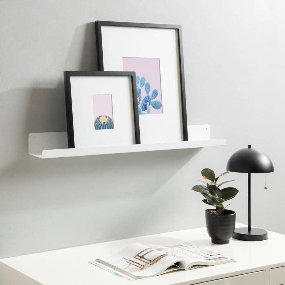 Kate & Laurel All Things Decor 36" x 5" Mezzo Modern Metal Ledge Shelf White: Wall Mounted, Includes Hardware