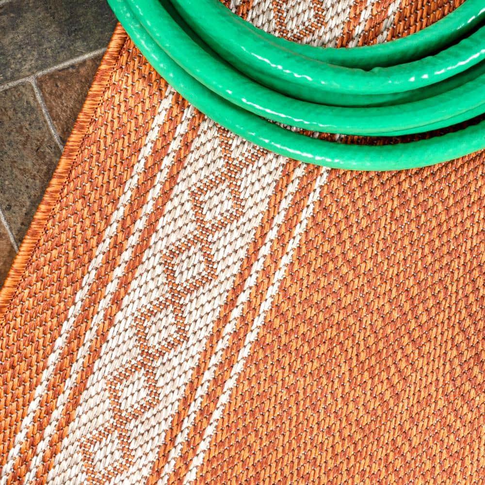 5' x 8' Lucia Classic Diamond Border Indoor/Outdoor Area Rug, Orange/Cream - JONATHAN Y