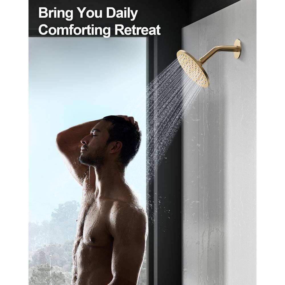 GRANDJOY Complete Shower System, 10" and 6" Dual Wall Mount Rain Shower Faucets with Handheld Shower Spray, High Pressure in Brushed Gold