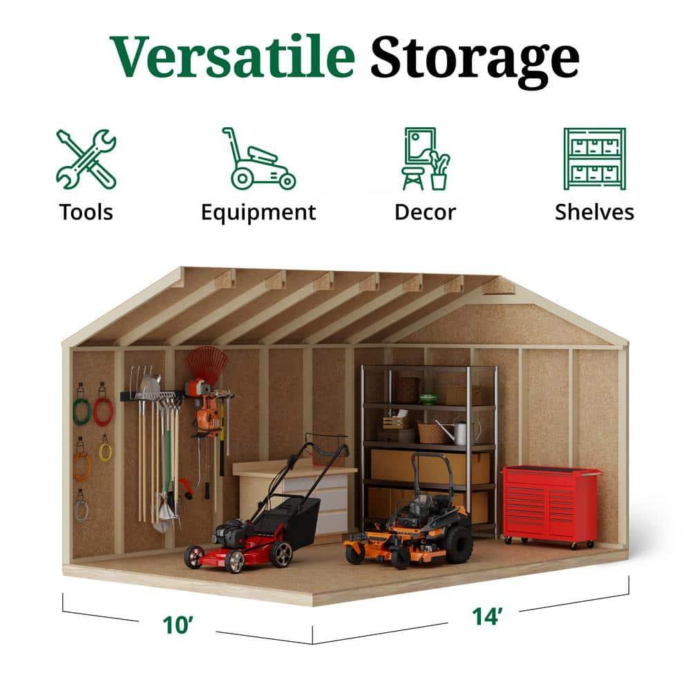 Little Cottage Co. 10x14 Value Gable Shed, Outdoor Wood Storage Do-It-Yourself Precut Kit
