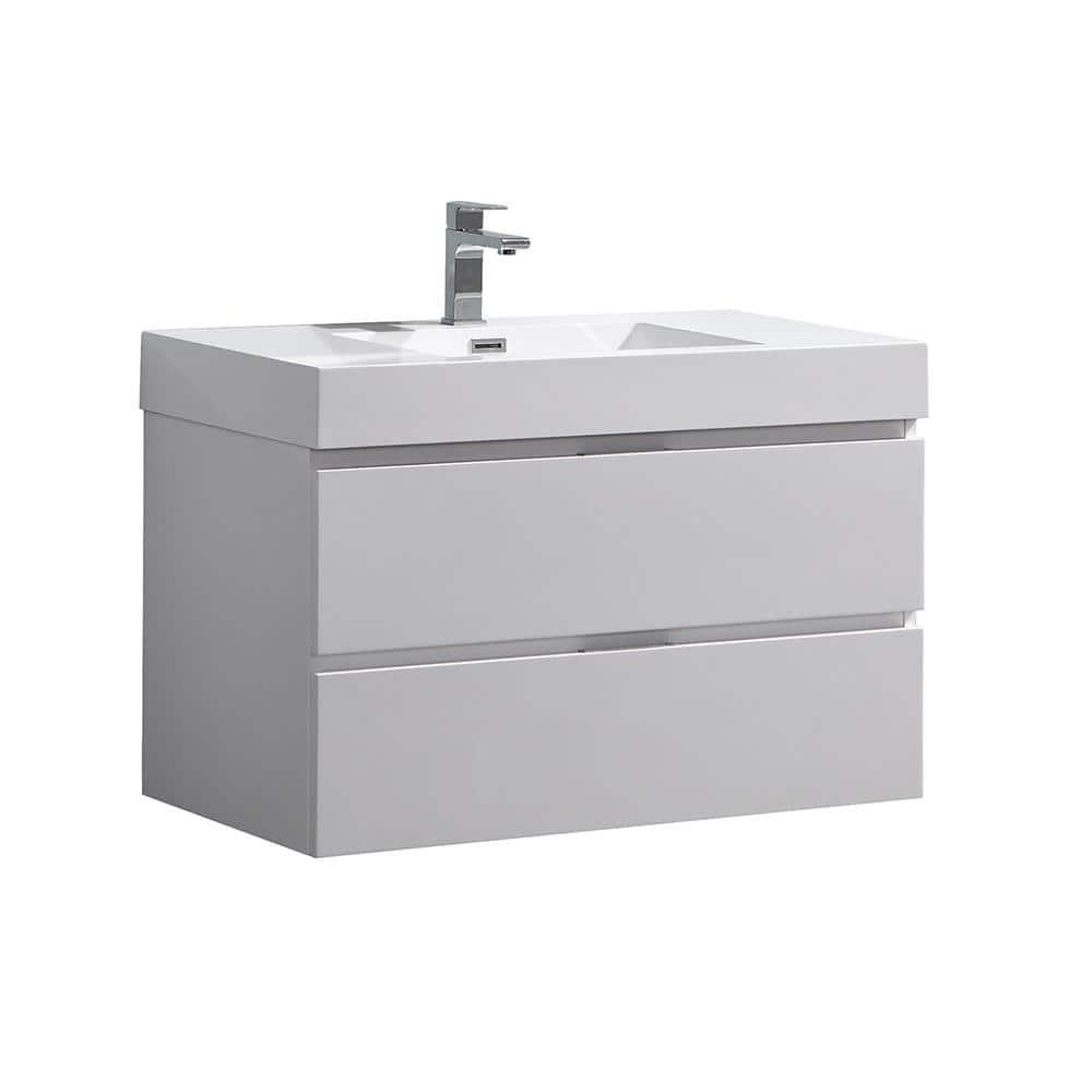 Fresca Valencia 36" Wall Mount Single Sink Bathroom Vanity with Top and Sink (Faucet Not Included)