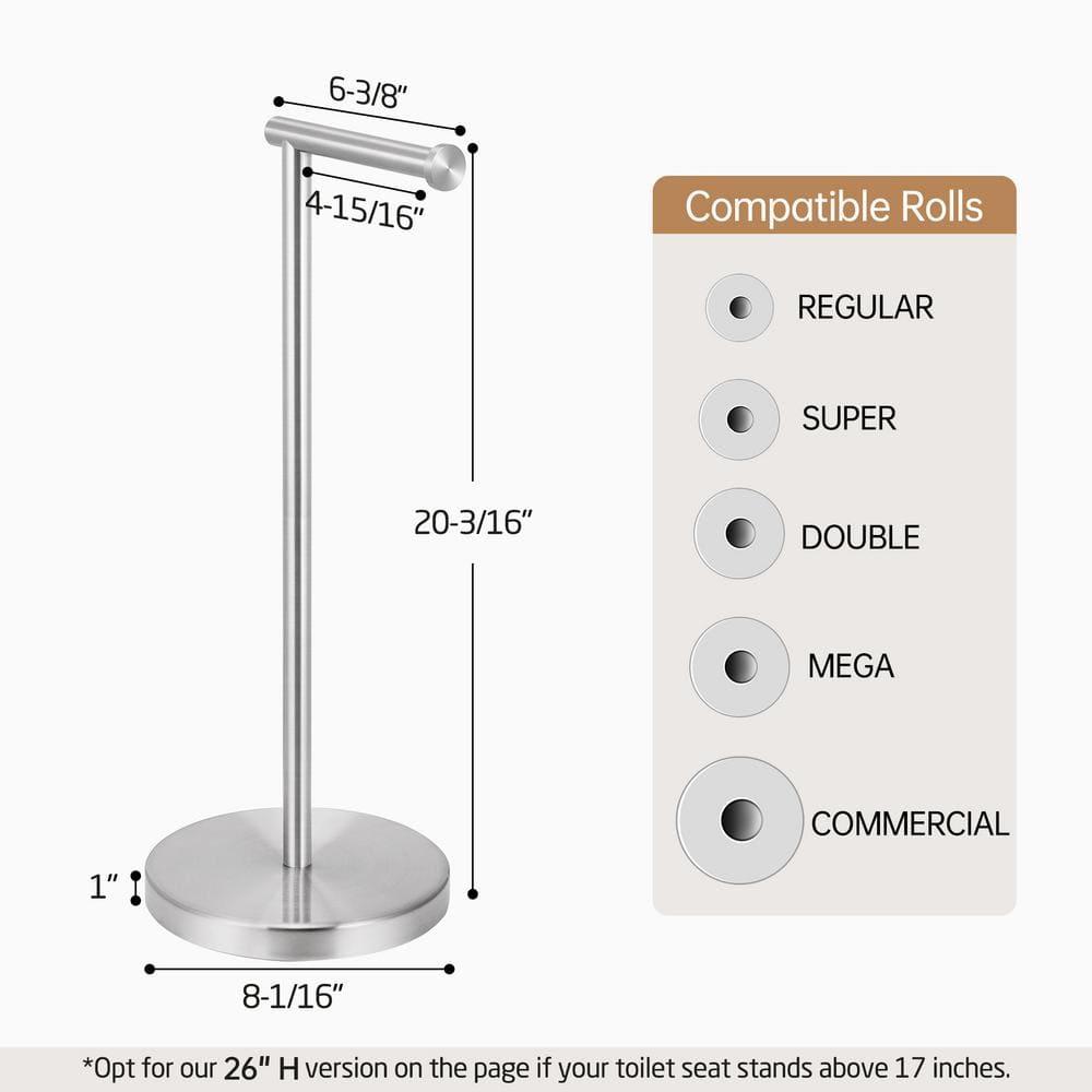 Brushed Steel Freestanding Toilet Paper Holder with Heavy Base