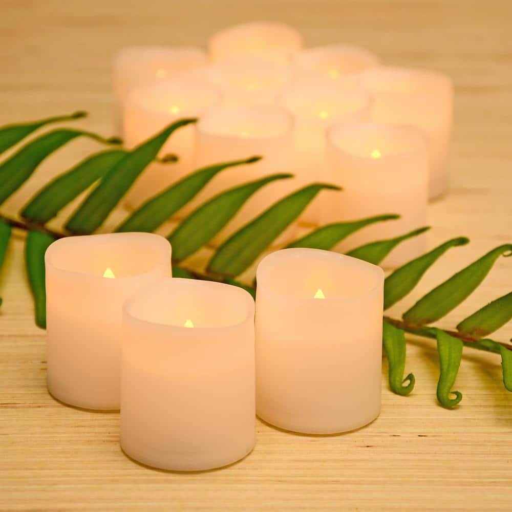 LumaBase Battery Operated LED Votive Candles, Amber - Set of 12