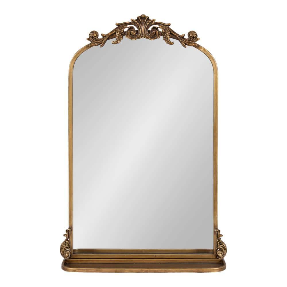 Kate and Laurel Arendahl Functional Mirror with Shelf - Gold, 21x32