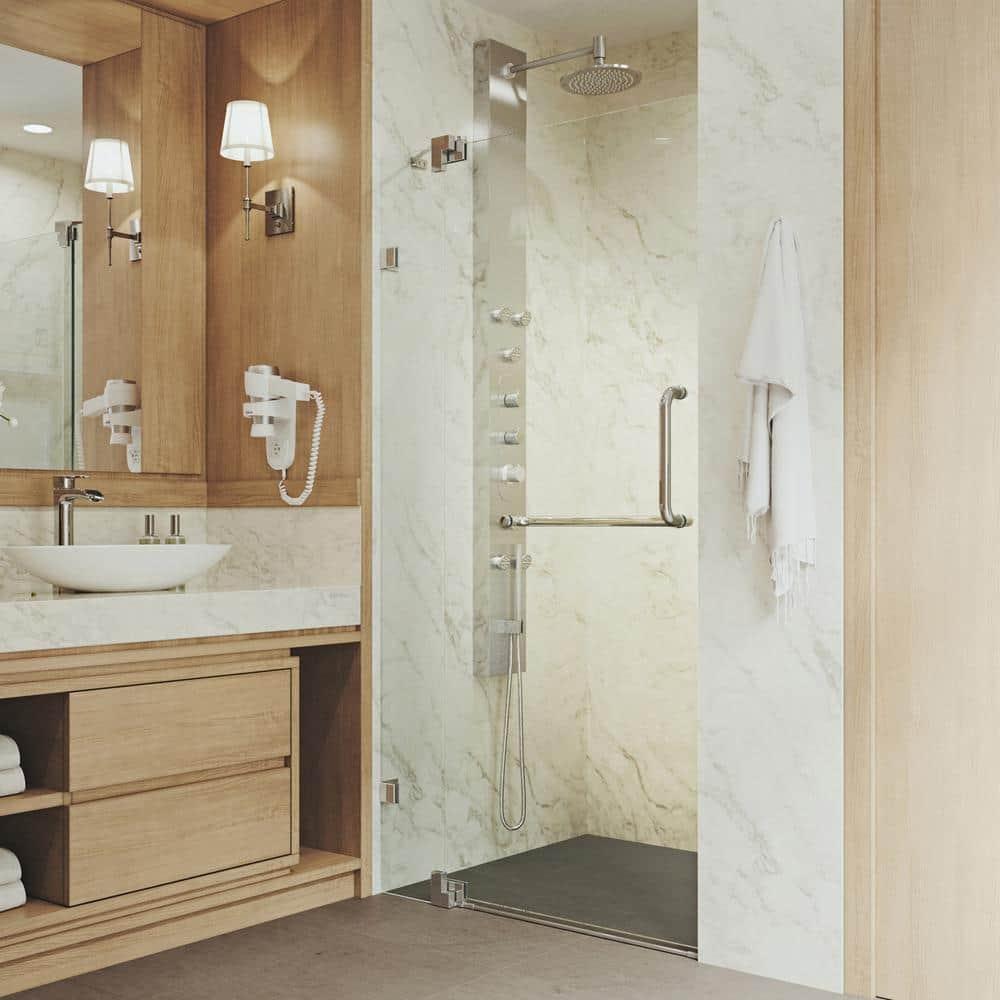 Pirouette 30-36" W x 72" H Pivot Frameless Shower Door with 3/8" Clear Glass
