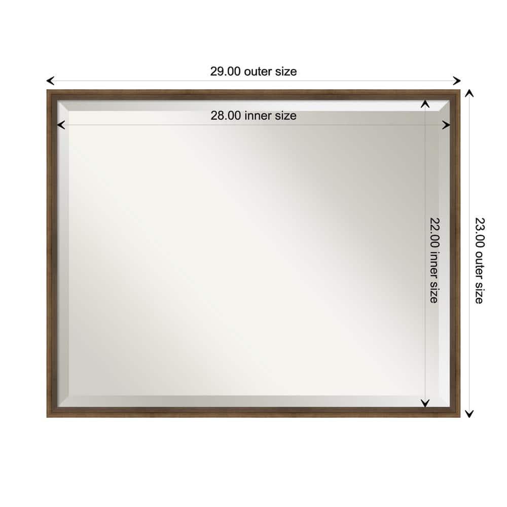 29" x 23" Bronze Beveled Wood Bathroom Vanity Mirror