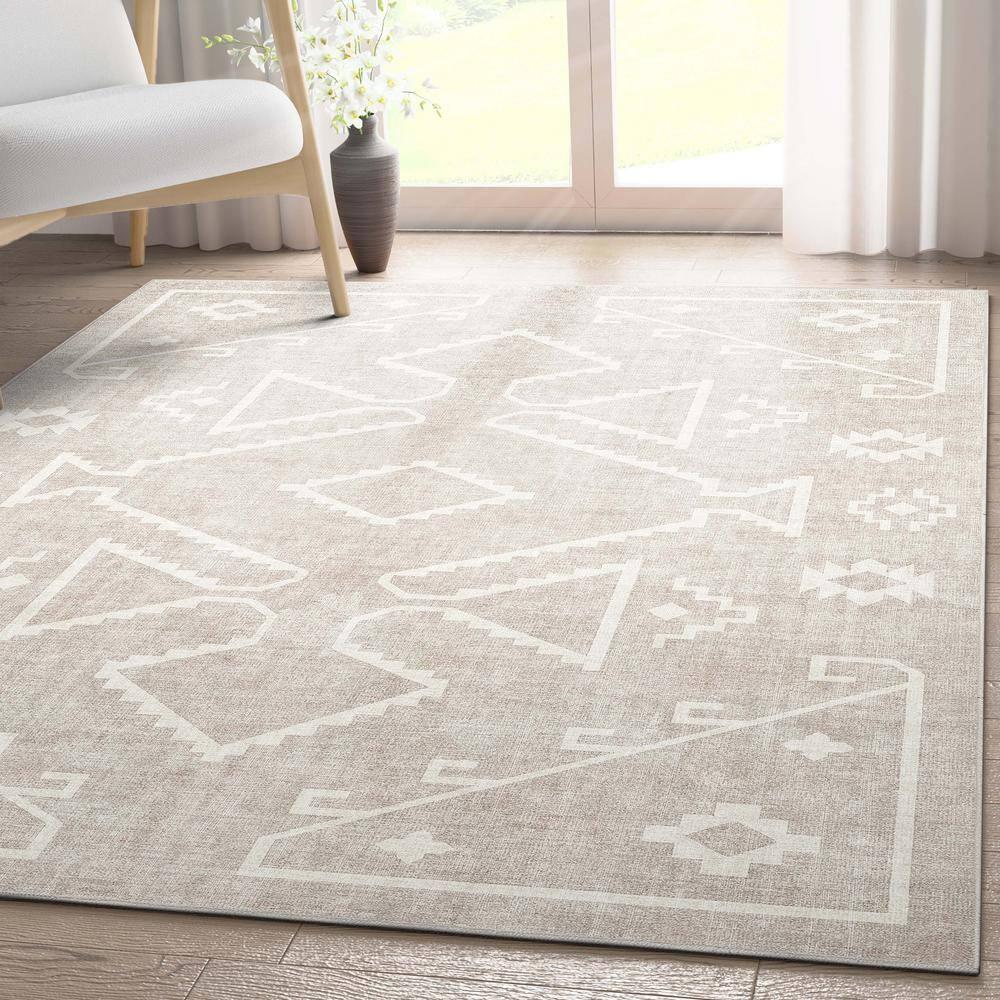 Well Woven Apollo Bottineau Vintage Southwestern Beige Flatweave 5'3" x 7'3" Area Rug
